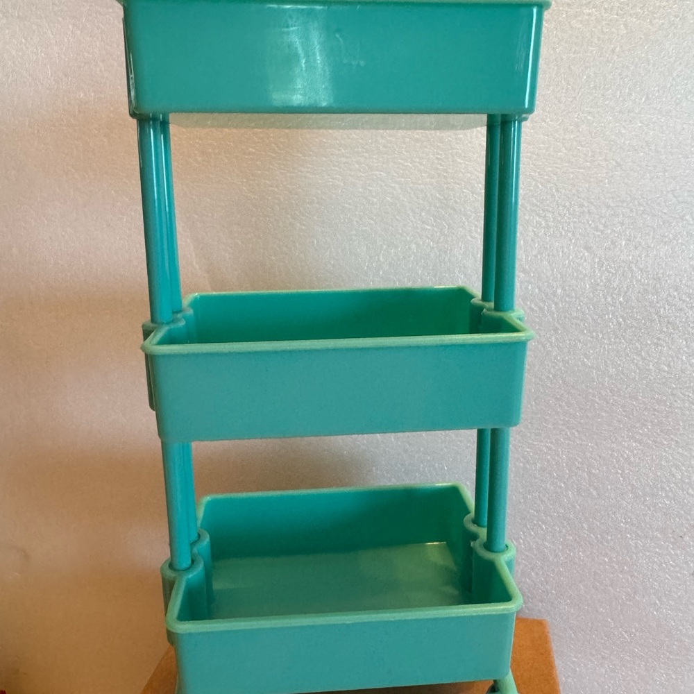 Our Generation Blue 3-Tier Storage Cart with Open Bins
